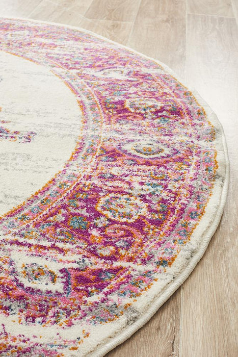 Eclectic Criticalne Pink Round Rug