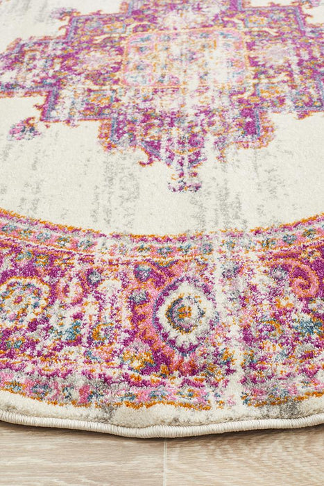 Eclectic Criticalne Pink Round Rug