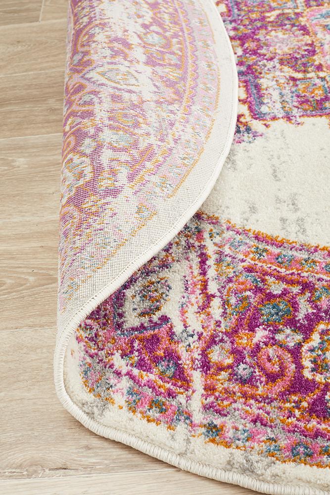 Eclectic Criticalne Pink Round Rug