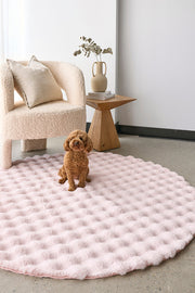 Bubble Machine Washable Blush Round Rug