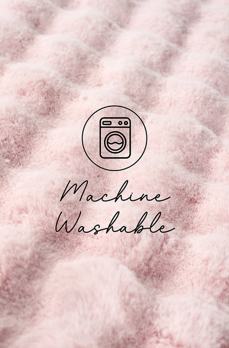 Bubble Machine Washable Blush Round Rug