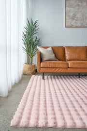 Bubble Machine Washable Blush Rug