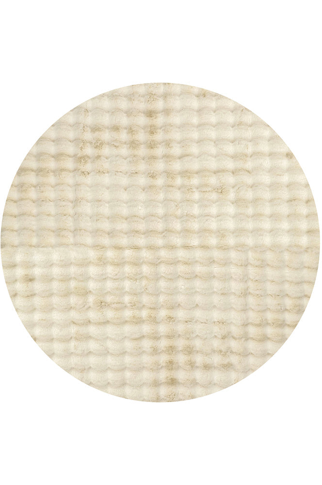 Bubble Machine Washable Natural Round Rug