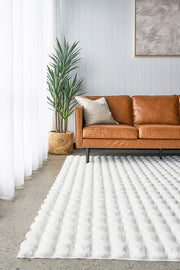 Bubble Machine Washable White Rug