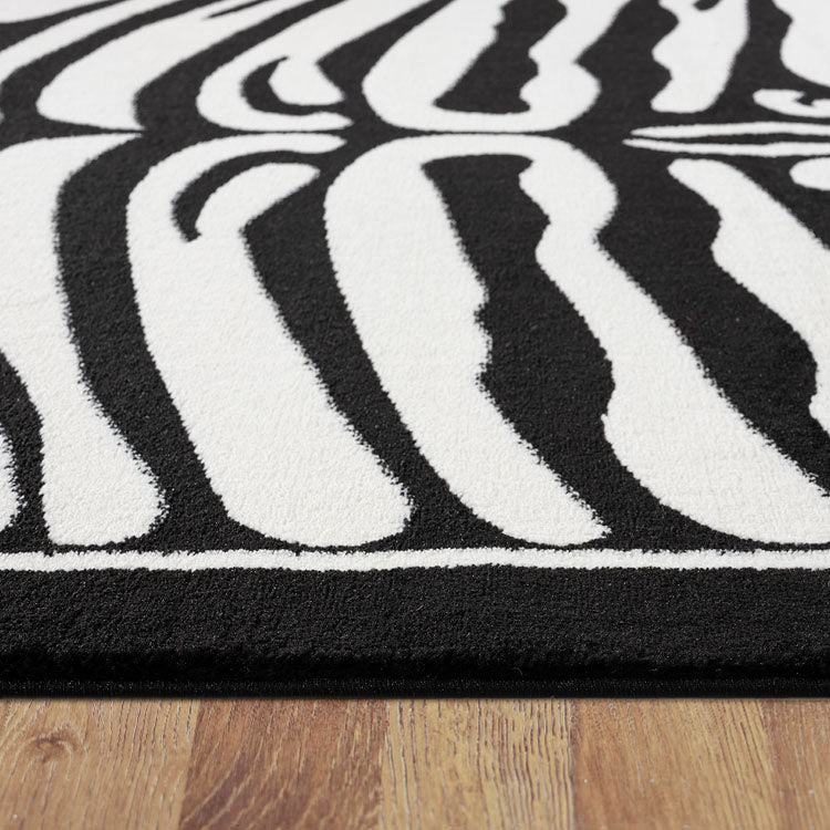 Beantown Zebra Black & White Runner Rug