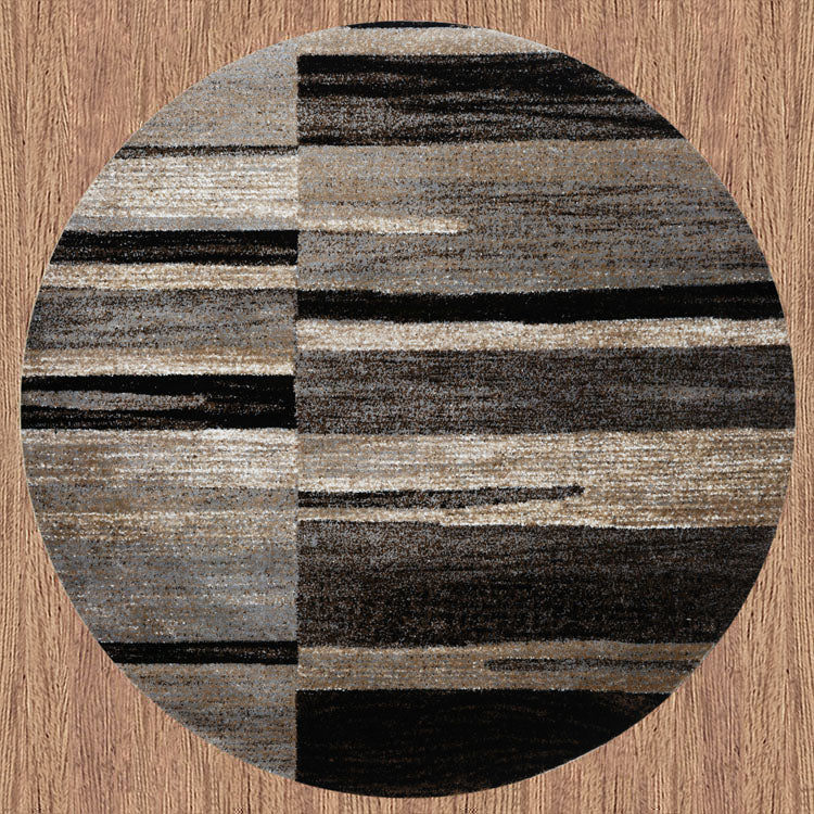 Beantown Line Beige Round Rug