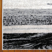 Beantown Line Grey Runner Rug