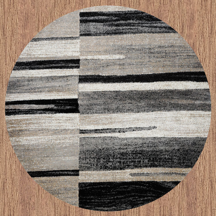Beantown Line Grey Round Rug