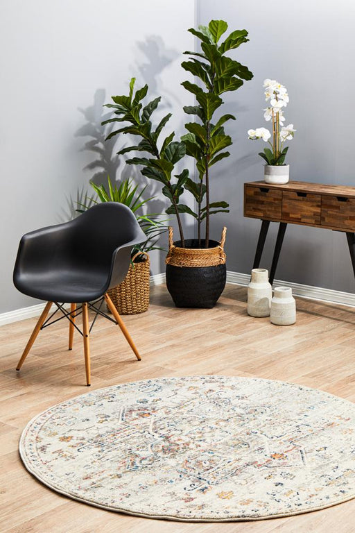 Rhythmic Musical Silver Round Rug