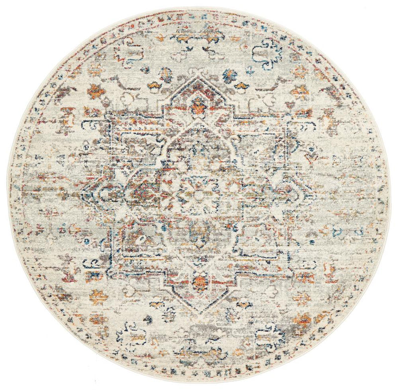 Rhythmic Musical Silver Round Rug