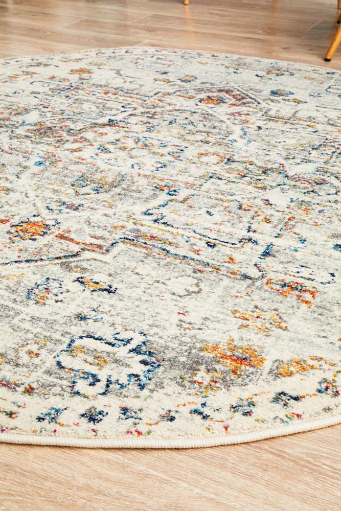 Rhythmic Musical Silver Round Rug