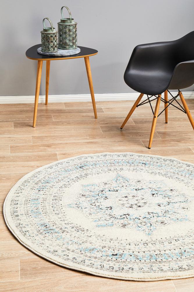 Rhythmic Smooth White Round Rug