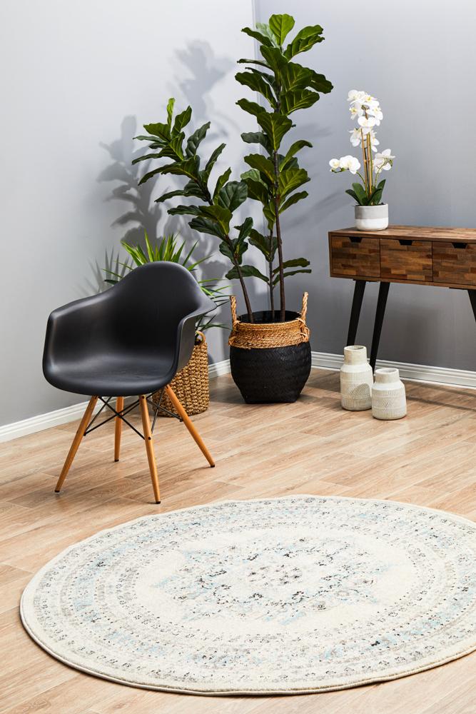 Rhythmic Smooth White Round Rug