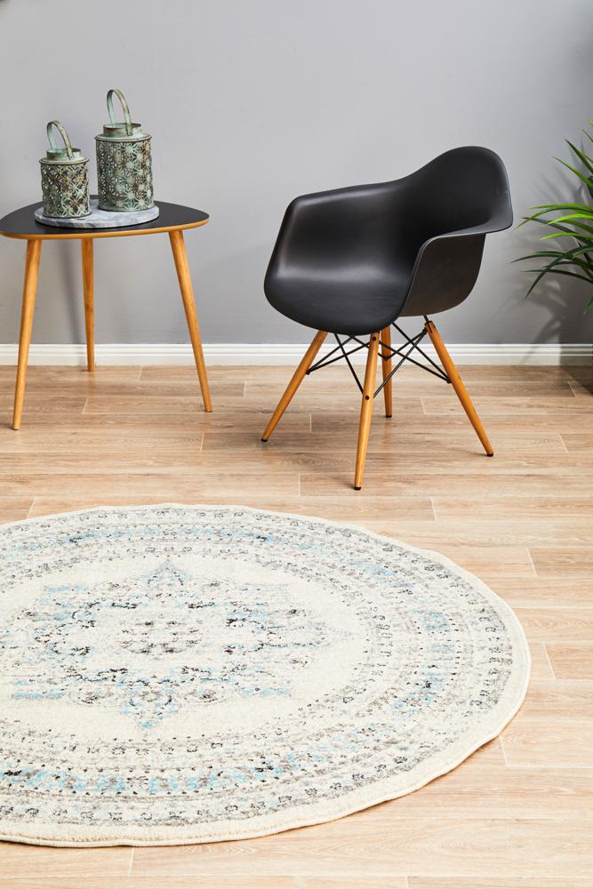 Rhythmic Smooth White Round Rug