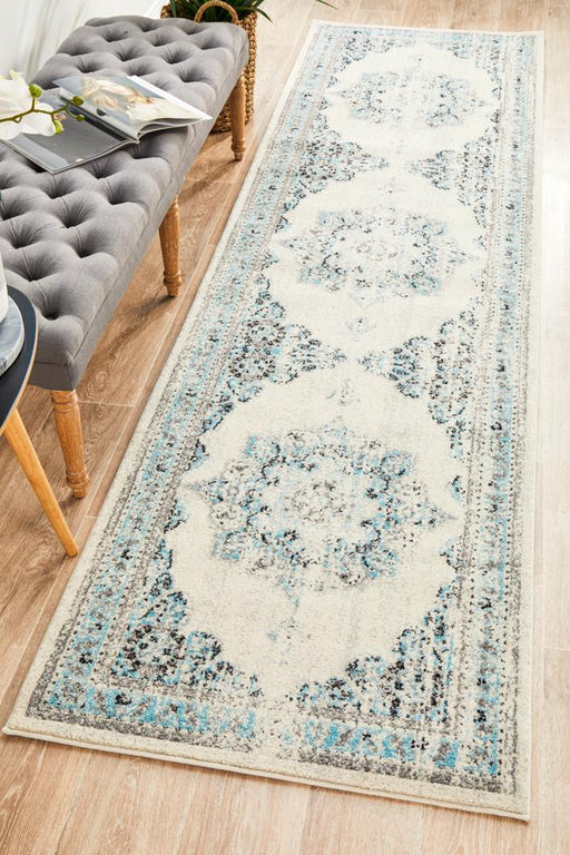Rhythmic Smooth White Runner Rug