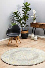 Rhythmic Tuneful Grey Round Rug