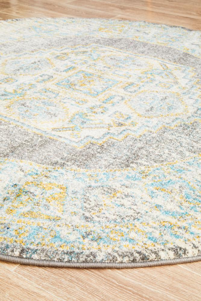 Rhythmic Tuneful Grey Round Rug