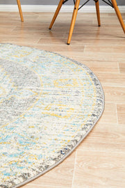 Rhythmic Tuneful Grey Round Rug