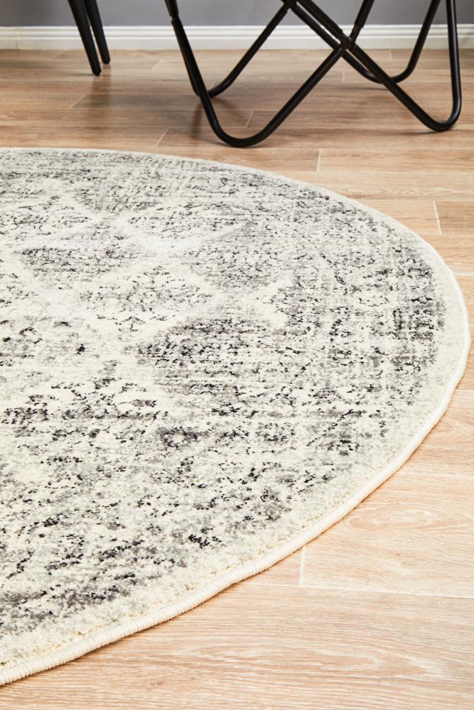 Rhythmic Clear Grey Round Rug