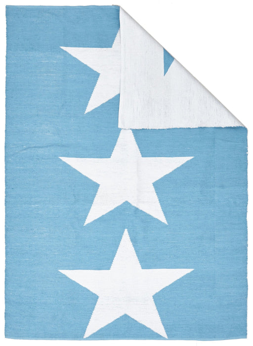 Coastal Indoor Out door Rug Star Turquoise White