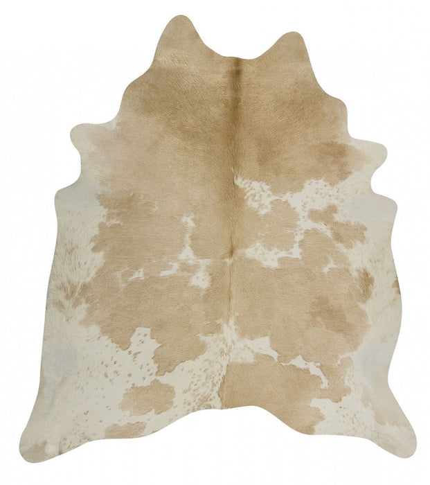 Exquisite Natural Cow Hide Beige White