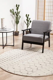 Miter Inozu Silver Round Rug