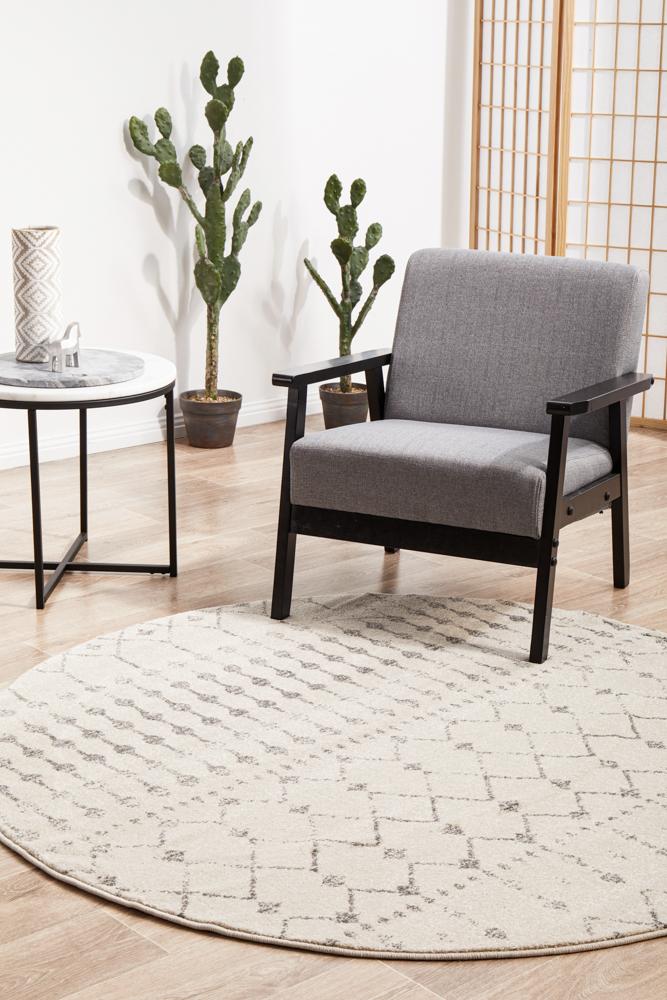 Miter Inozu Silver Round Rug