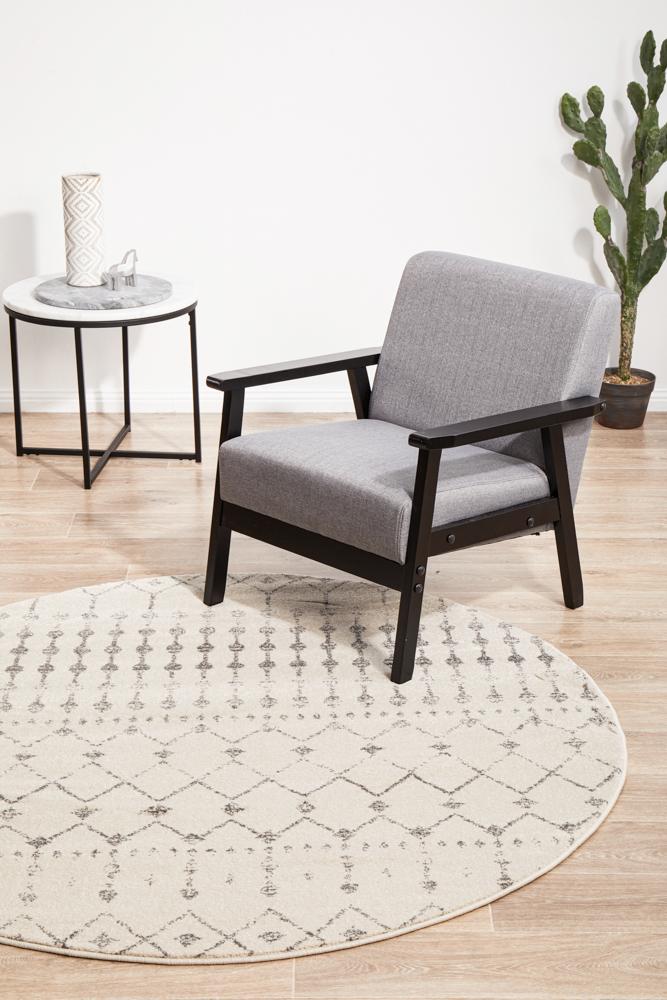 Miter Inozu Silver Round Rug