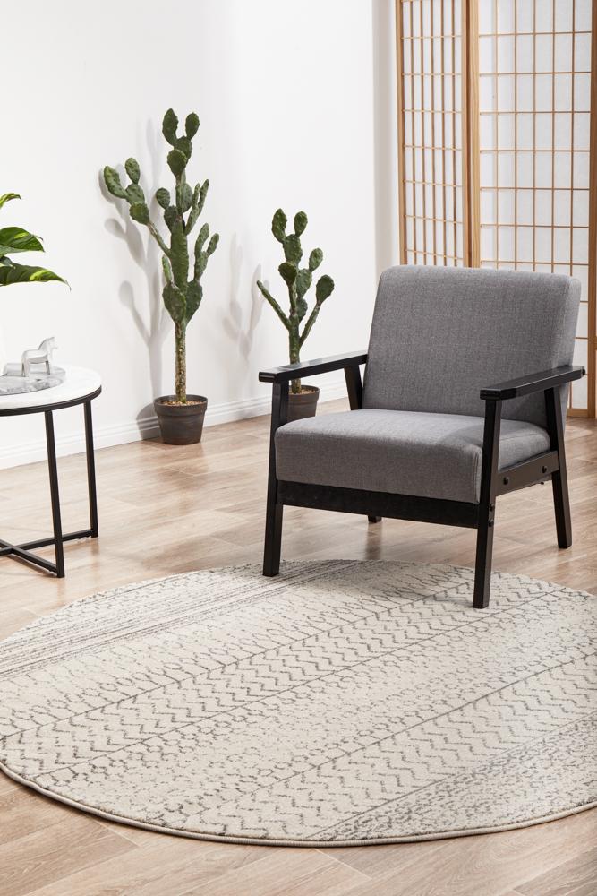 Miter Denize Silver Round Rug