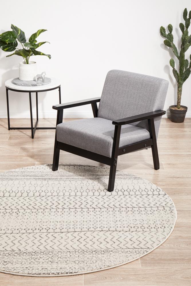 Miter Denize Silver Round Rug