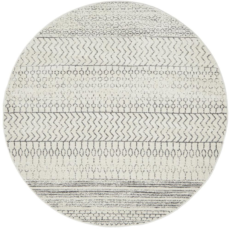 Miter Denize Silver Round Rug