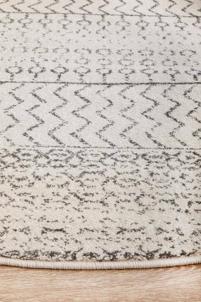 Miter Denize Silver Round Rug