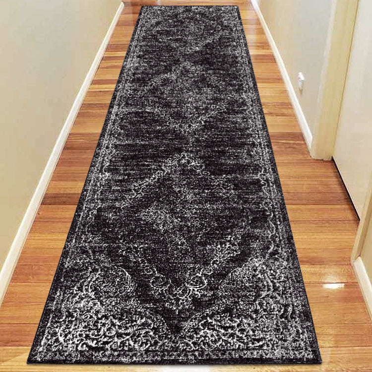 Glamor Beauty Dark Grey Runner Rug