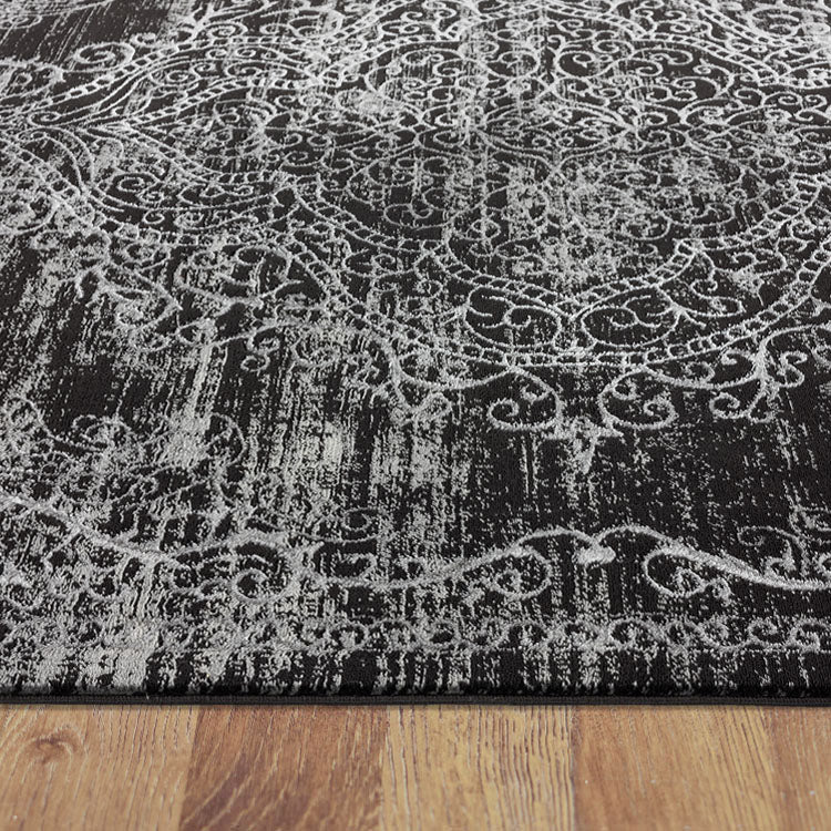 Glamor Beauty Dark Grey Runner Rug