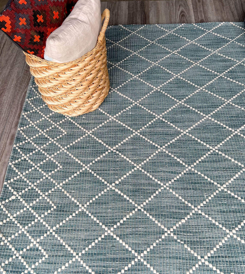 Puzzle Teal Rug