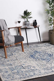 Graceful Melissa Ivory Blue Rug