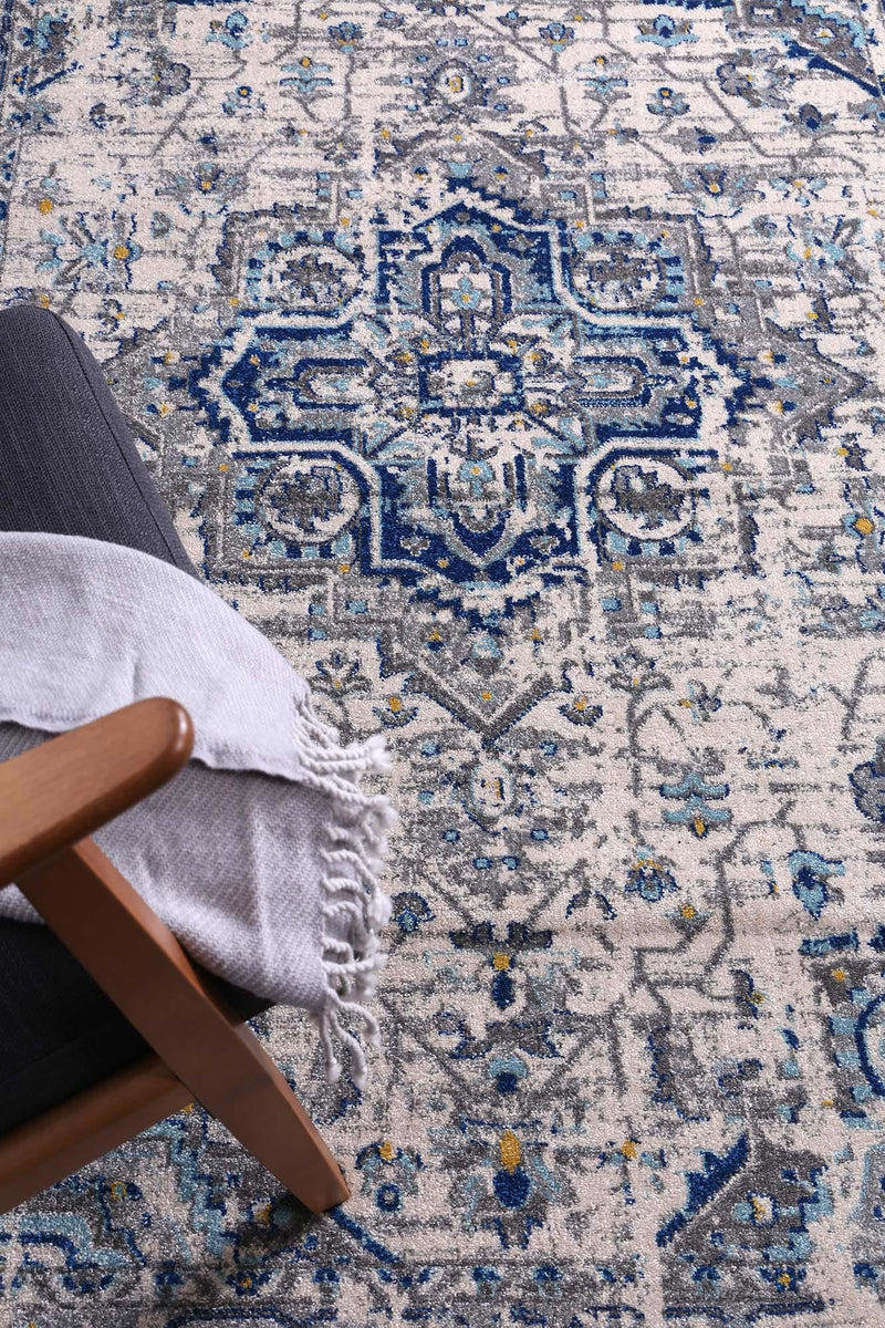 Graceful Melissa Ivory Blue Rug