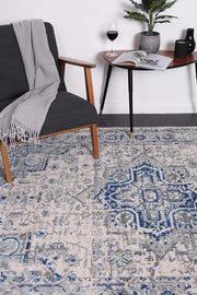 Graceful Melissa Ivory Blue Rug