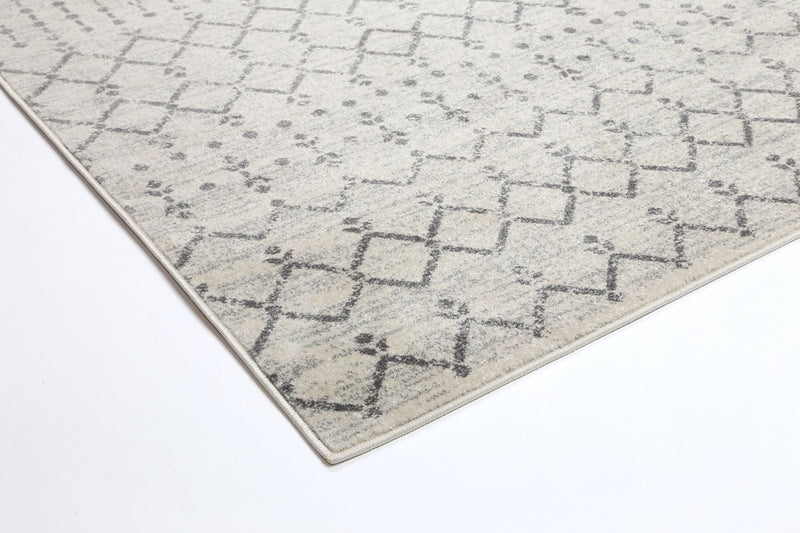 Graceful Geometric Ivory and Grey Rug