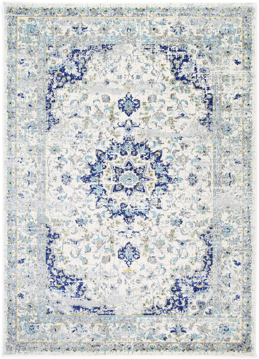 Graceful Magnificance Ivory and Blue Rug