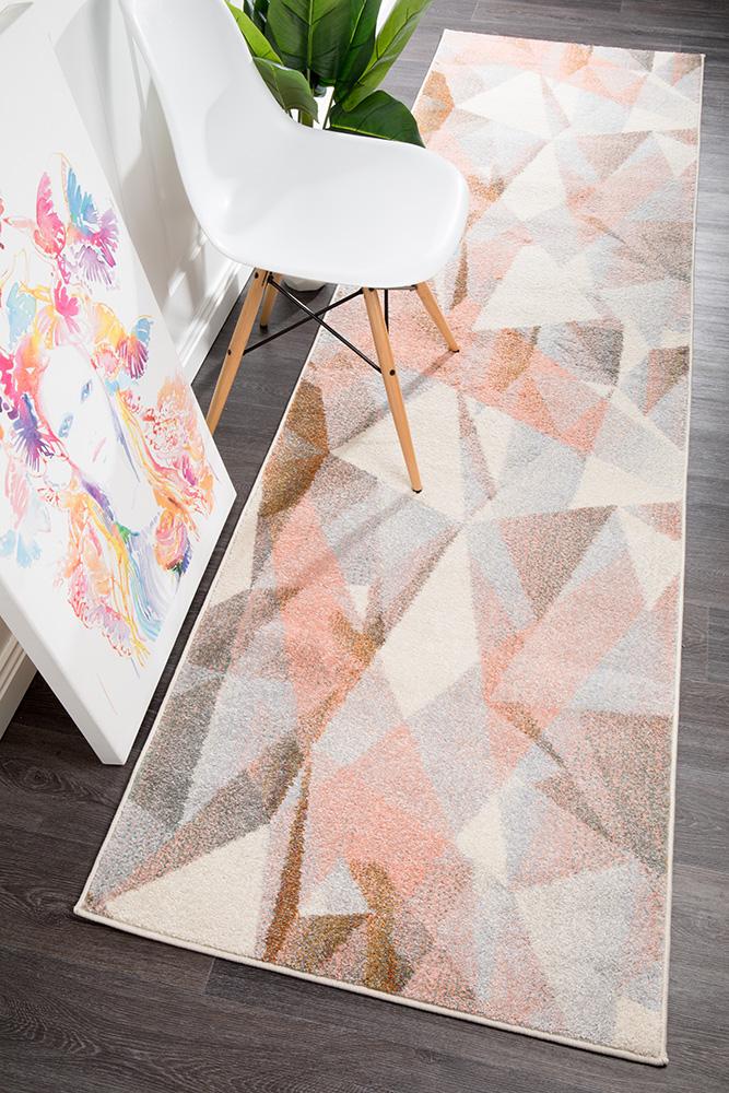 Divinity Geometrical Pink multi Runner Rug