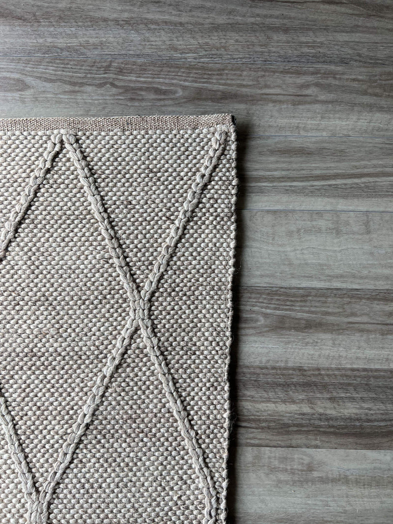 OmbreWool Coast Diamond Beige Round Rug