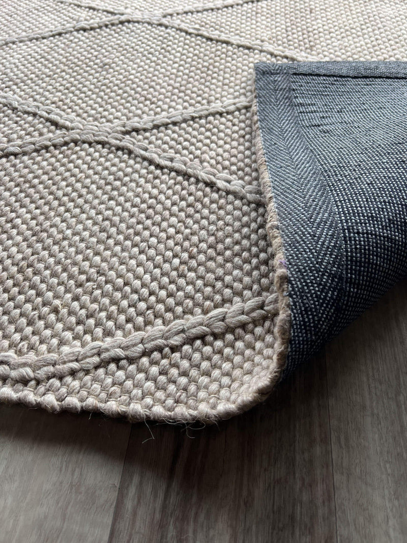OmbreWool Coast Diamond Beige Round Rug
