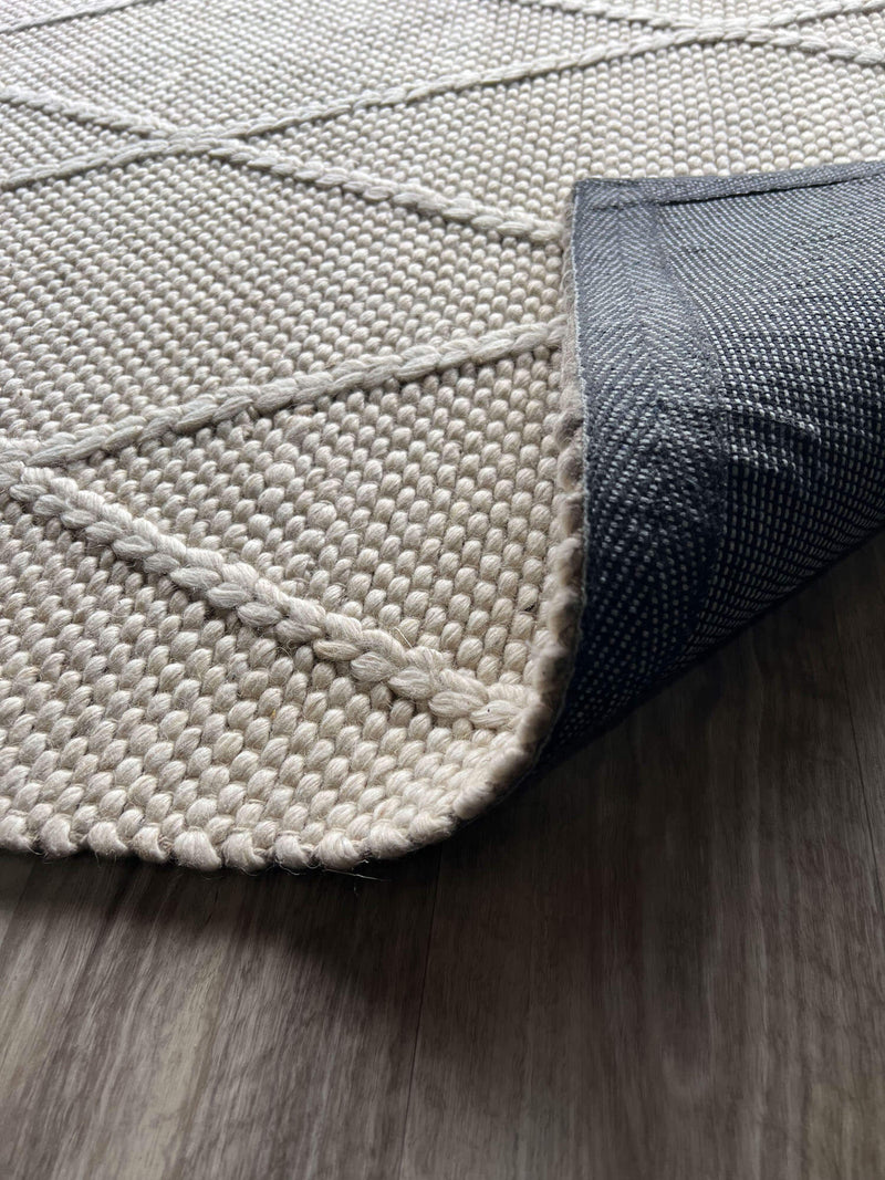 OmbreWool Coast Diamond Cream Round Rug