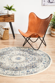 Summon Mist White Transitional Round Rug