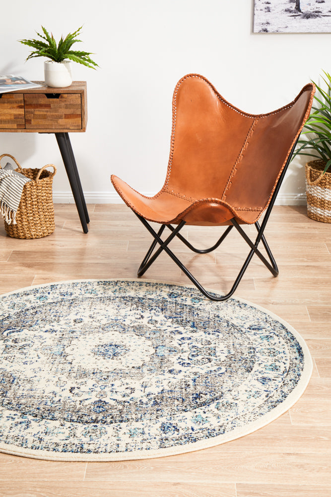 Summon Mist White Transitional Round Rug