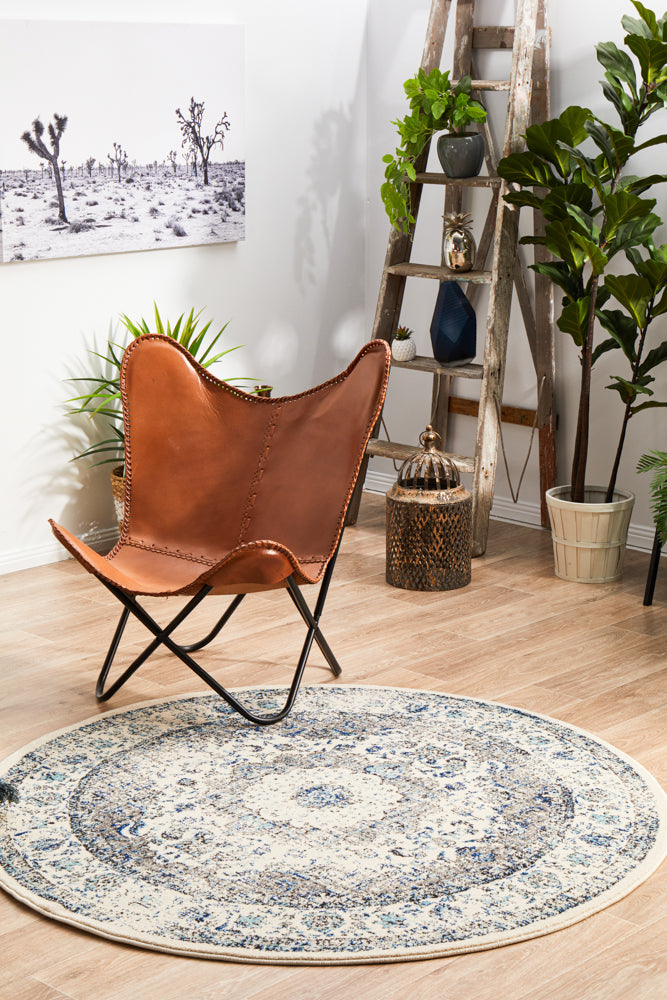 Summon Mist White Transitional Round Rug