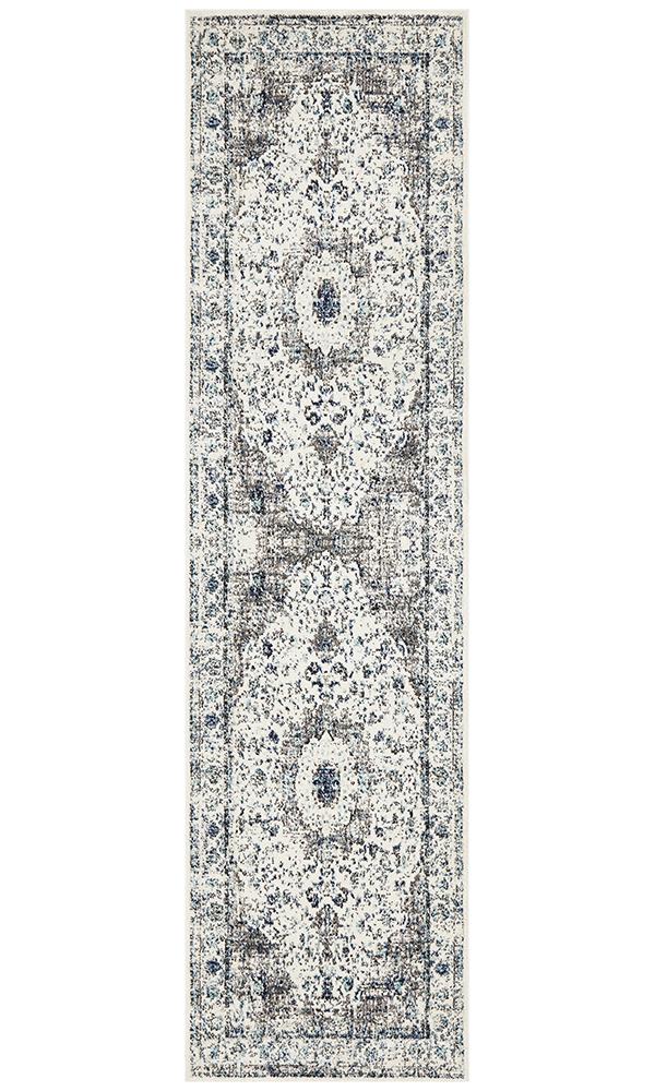 Summon Mist White Transitional Runner Rug