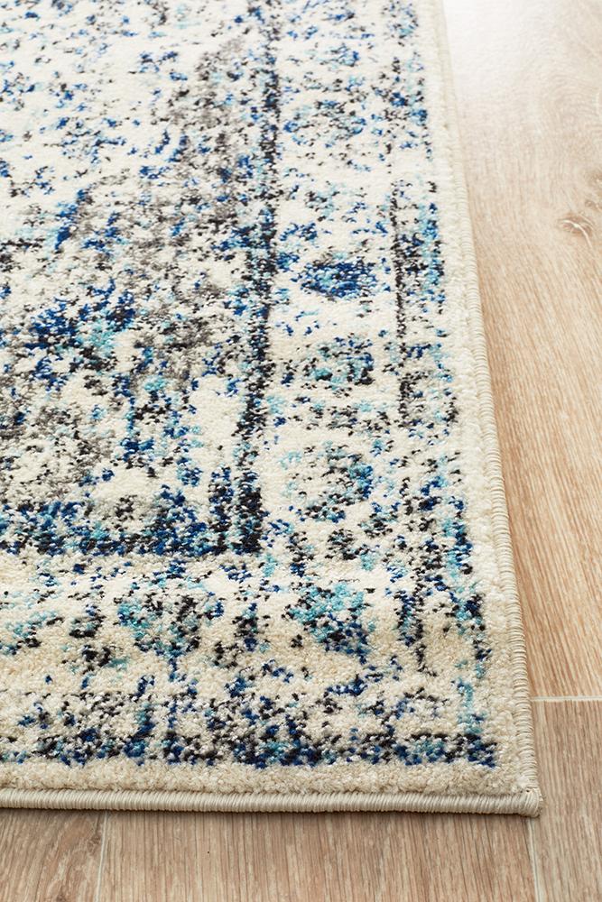 Summon Mist White Transitional Runner Rug