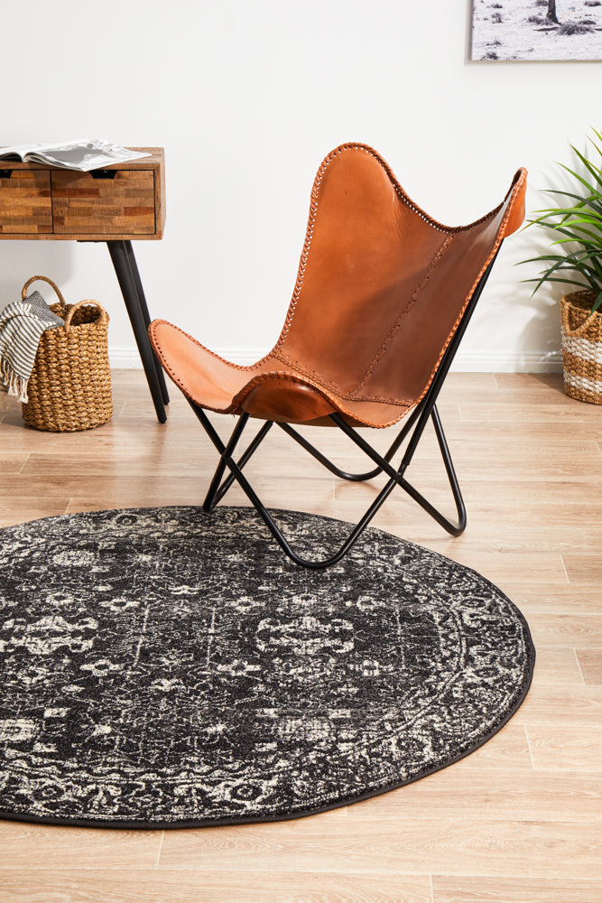 Summon Estella Charcoal Transitional Round Rug